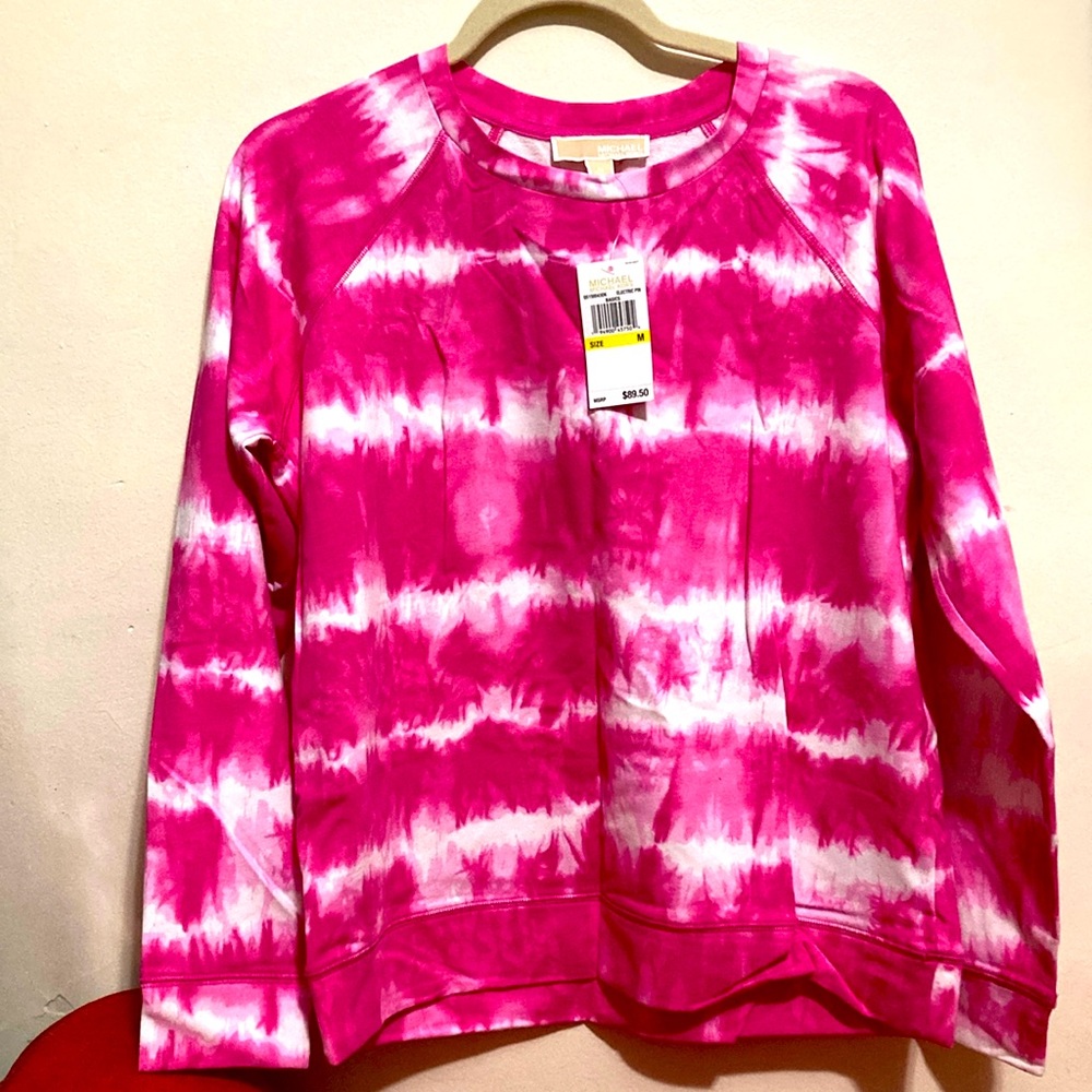 Michael KORS TIE DYE ELECTRIC PINK TOP / SWEATER MEDIUM